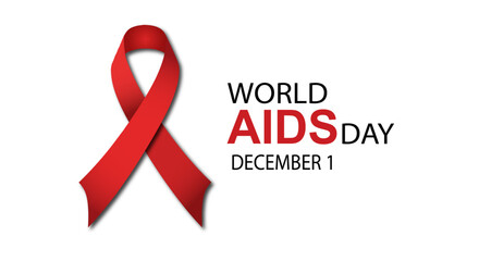 World AIDS Day awareness red ribbon symbol vector banner illustration