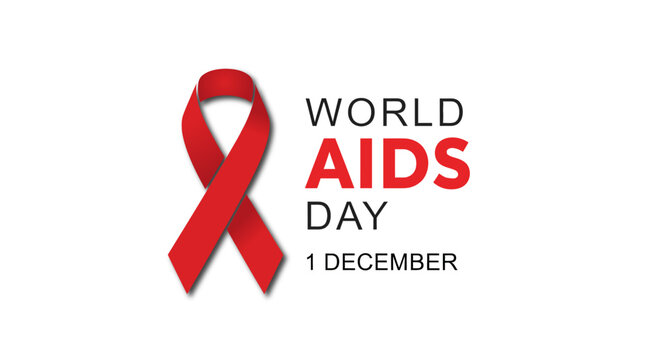World AIDS Day Red Ribbon Symbol on White Background
