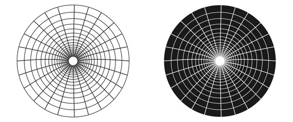 straight tunnel wireframe line grid, front view vector illustration isolated in white background.