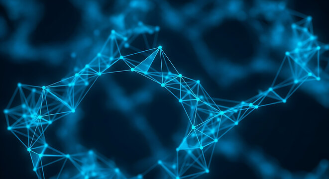 Abstract glowing blue network of interconnected points and lines