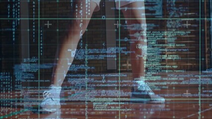 Female shifting dribbling after ball entering frame basketball training HUD scrolling camera rising - Powered by Adobe