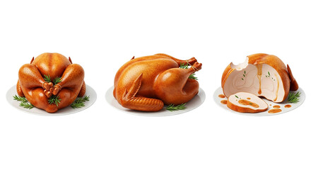 Roasted Turkey Feast Thanksgiving Dinner Holiday Celebration Delicious Meal Food Photography on transparent background