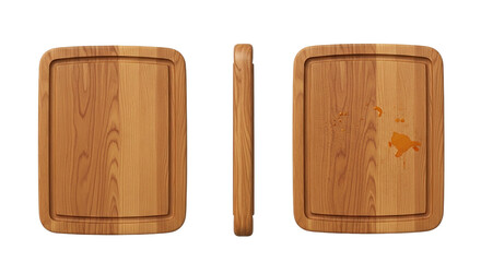 Rustic Wood Cutting Boards Set Grain Texture Kitchen Prep Food Styling Chef Tool Sustainable on transparent background
