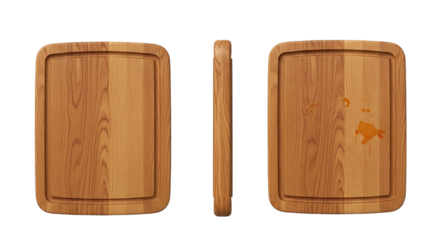 Rustic Wood Cutting Boards Set Grain Texture Kitchen Prep Food Styling Chef Tool Sustainable on transparent background