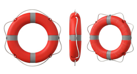 Lifeguard Gear Safety Preserver Red Lifebuoy Marine Lifesaver Rescue Equipment Emergency on transparent background