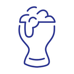 Simple line art illustration of a frothy beer glass, perfect for beverage and celebration themes.