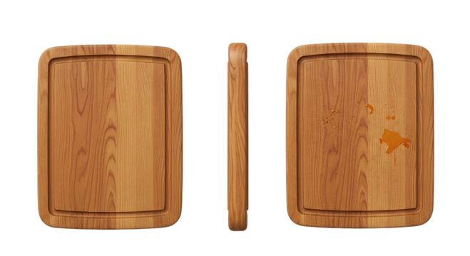 Rustic Wood Cutting Boards Set Grain Texture Kitchen Prep Food Styling Chef Tool Sustainable on transparent background