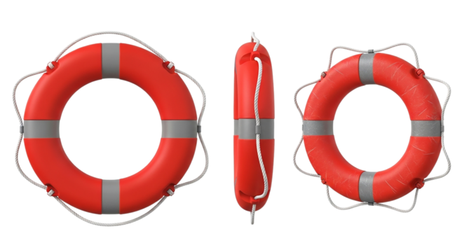 Lifeguard Gear Safety Preserver Red Lifebuoy Marine Lifesaver Rescue Equipment Emergency on transparent background