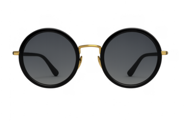 Round black frame sunglasses with golden details