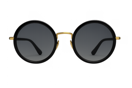 Round black frame sunglasses with golden details