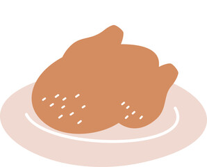 turkey meat winter christmas ornaments decoration element, flat eps vector png jpg illustration cartoon design