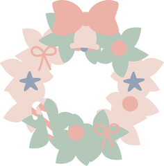 wreath winter christmas ornaments decoration element, flat eps vector png jpg illustration cartoon design