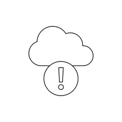Warning Exclamation Mark on Cloud Server Outline Icon
