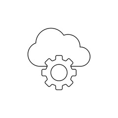 Gear Setting Cogwheel on Cloud Storage Server Outline