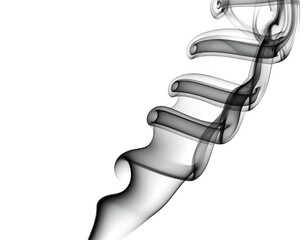 Artistic black smoke plumes in motion, swirling and twisting against a dark background, elegant