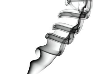 Artistic black smoke plumes in motion, swirling and twisting against a dark background, elegant