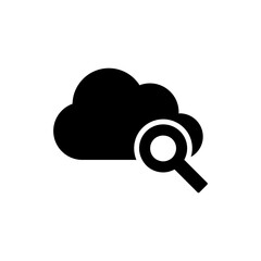 Solid Style Magnifying Glass Search on Cloud Server Icon