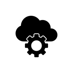 Solid Style Gear Setting Cogwheel on Cloud Storage Icon