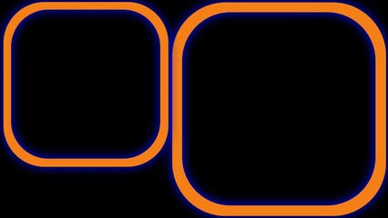 Two glowing orange rectangles with rounded edges stand side by side on a black background, outlined with a soft blue neon glow, creating a sleek and futuristic abstract design.