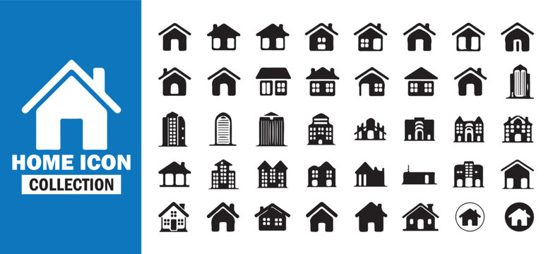 Modern House Icon Collection. Architecture and Property Vector Set