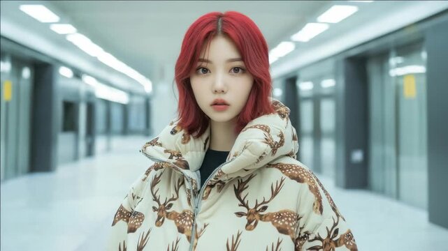 Woman in monochrome urban outfit