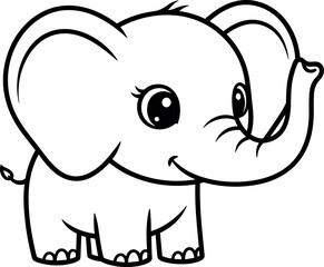 Obraz premium Cute cartoon elephant outline, vector illustration