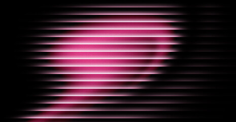 Vibrant pink abstract light streaks through horizontal black blinds creating a dynamic, modern background for creative design projects.
