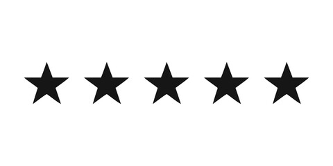 Five Star Rating Vector Icon Isolated: Customer Review Symbol