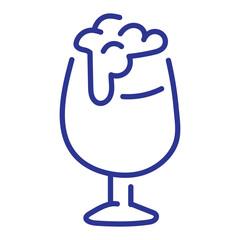 Simple line drawing of a frothy beer in a glass, representing refreshment and enjoyment