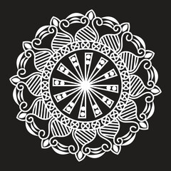 White and black abstract mandala pattern.