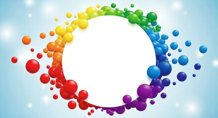 Obraz premium Colorful circular design with rainbow bubbles on a light background