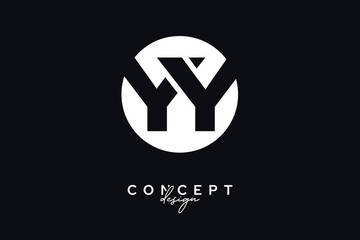 YY Creative Negative Space Circle Monogram Logo Design	
