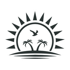 peace dove sunrise over tropical palm silhouette