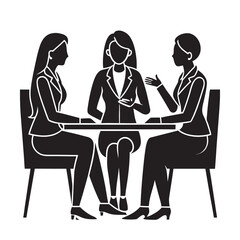 silhouette of three women in negotiation meeting