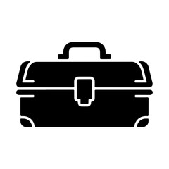Black toolbox icon, repair and maintenance tool
