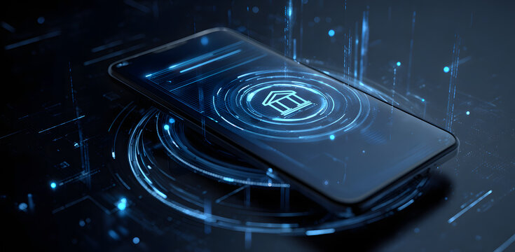 Digital banking on smartphone showcasing futuristic finance technology and secure mobile transactions