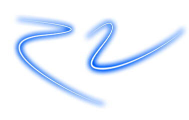 A vibrant blue neon squiggle design against a stark black background creating a modern aesthetic