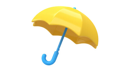 Bright Yellow Umbrella with Blue Handle Rainy Day Protection Summer Accessory Weather Forecast on transparent background