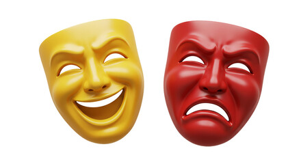 Comedy Tragedy Masks Theater Expressions Smile Cry Drama Art Performance Symbol Emotion Face on transparent background