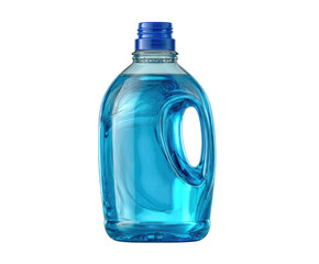 Clear Plastic Bottle Filled With Blue Liquid Detergent cleaning cleaner isolated on a transparent background