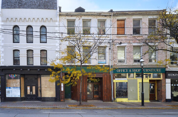 Fototapeta premium The Old Town area of King Street in downtown Toronto, with commercial buildings dating back to the 1830s and 1840s