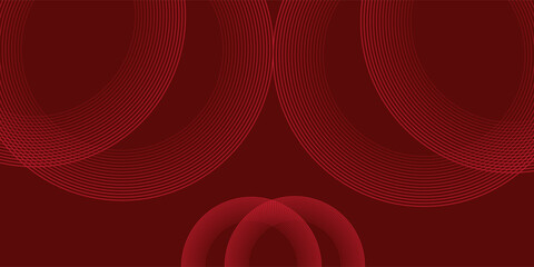 Abstract red background with glowing curve lines. Modern shiny red gradient geometric circle lines pattern. Futuristic concept