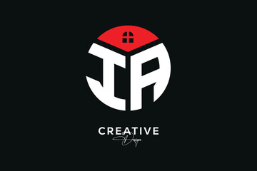 Creative IA Real Estate Monogram Logo Concept Design in Circle Shape	