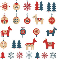 Scandinavian Christmas Ornaments Set