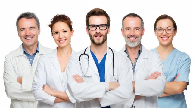 Healthcare team smiles together in a modern clinic, showcasing their camaraderie and professionalism