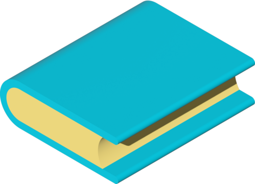 Closed blue book with yellow pages isolated on transparent background, symbol of knowledge, education, learning, literature, and academic study concept