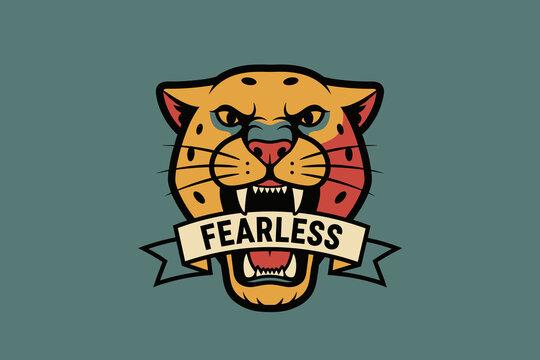 Fearless Leopard Head Mascot Logo Design.