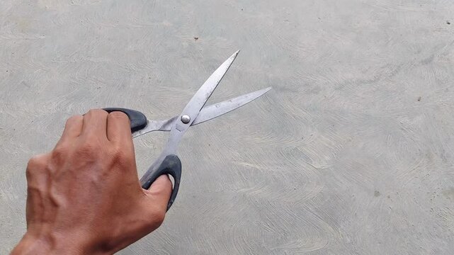 Clear Metal Scissors Plain Background Helps Precise Cutting Work 4K Close-up