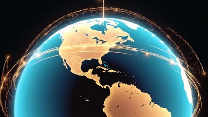 Digital map of Earth showing illuminated global connections - Powered by Adobe