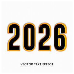 2026 Black and Orange Outline Text Effect &ndash; Modern Vector Typography Design